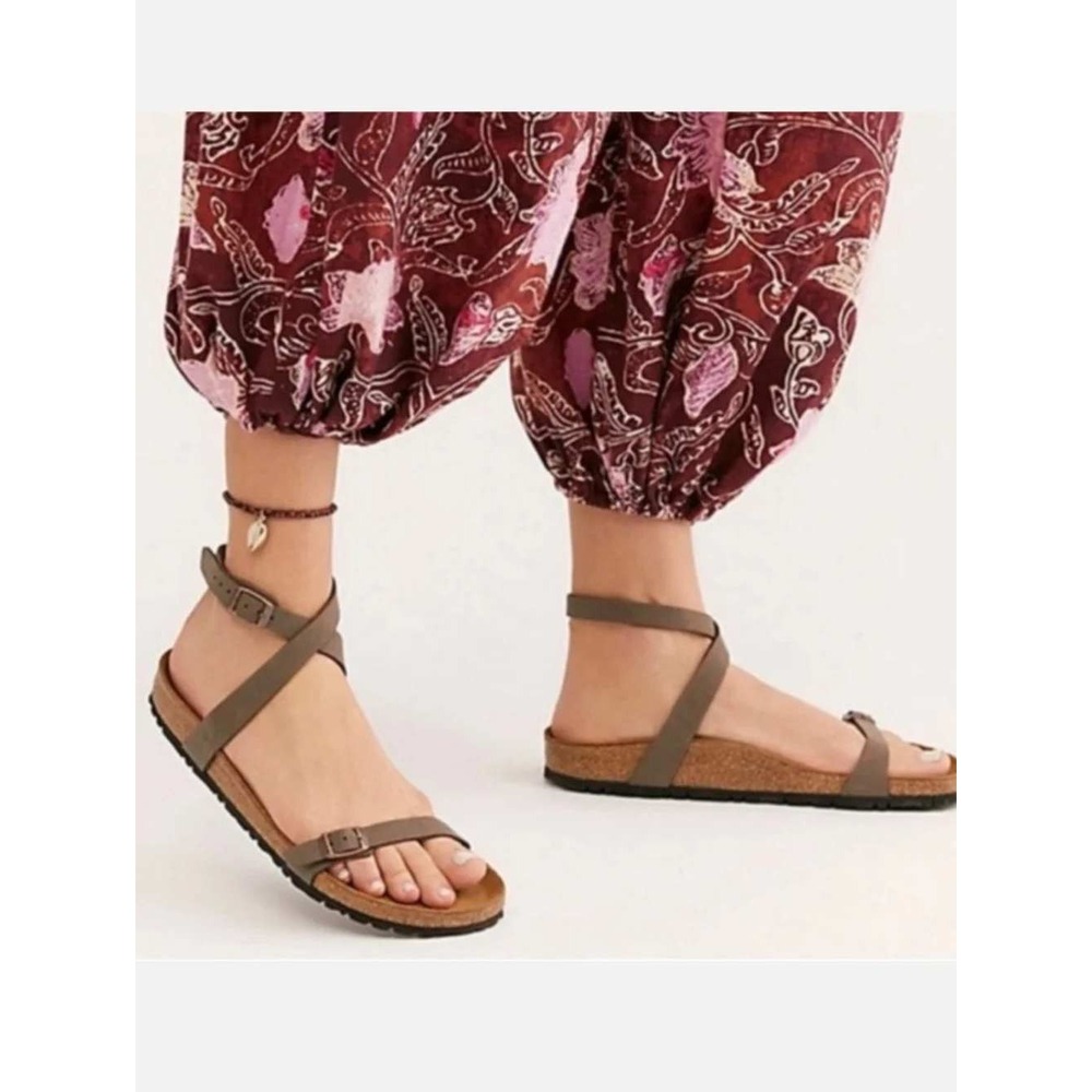 Birkenstock Yara Sandals Womens 39 Brown Ankle Wrap Toe Loop Good Birkibuc